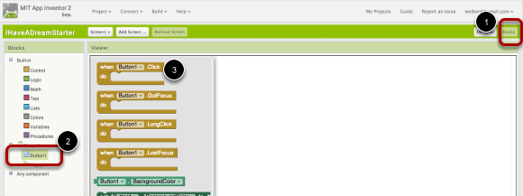 Open the Blocks editor to code the behavior.