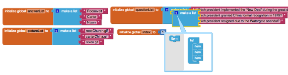 Defining the variables, i.e., the hidden information for the app.