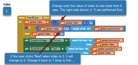 Show the next question and picture when the Next button is clicked.